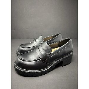 Torrid Black Vegan Leather Studded Oxford Chunky Loafers Dark Academia 8.5WW NWT
